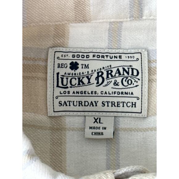 Lucky Brand Saturday Stretch Flannel Shirt Size XL Plaid Long Sleeve Button UP - Picture 2 of 6